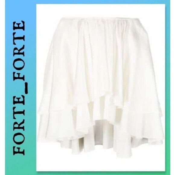 forte_forte Italy Size 0 IVORY Layered Design Silk Short Skirt - Picture 6 of 15
